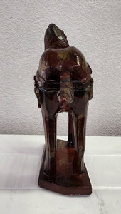 Carved Wood Chinese War Horse Figurine