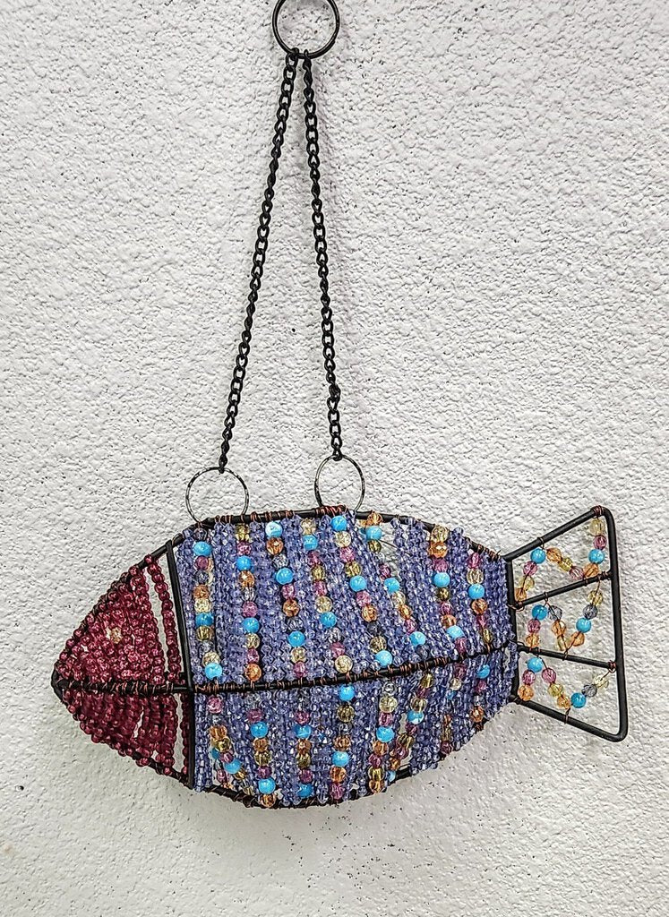 Beaded Metal Fish Candle Holder