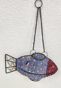 Beaded Metal Fish Candle Holder