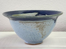 Load image into Gallery viewer, Hand-Thrown Pottery Blue Tapered Bowl with Rim
