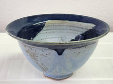 Load image into Gallery viewer, Hand-Thrown Pottery Blue Tapered Bowl with Rim
