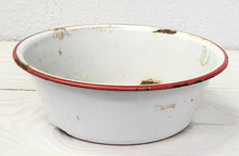 Load image into Gallery viewer, 7&quot; Vintage White and Red Enamelware Bowl
