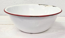 Load image into Gallery viewer, 9.5" Vintage Red and White Enamelware Mix Bowl
