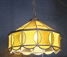 Load image into Gallery viewer, Vintage Leaded Stained Glass Swag Lamp
