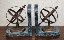 Load image into Gallery viewer, Vintage Brass and Marble Armillary Bookends
