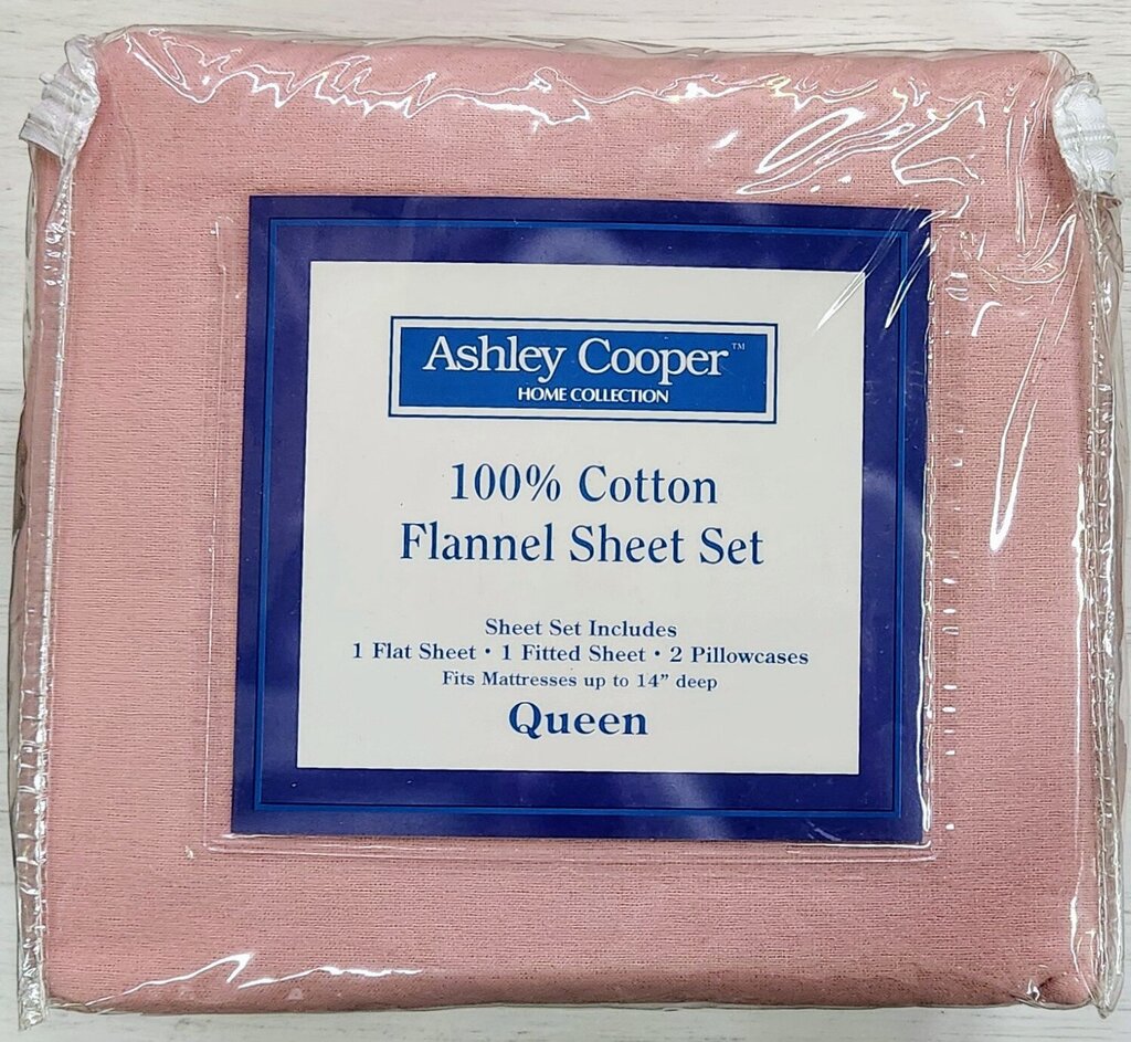 NEW Ashley Cooper Pink Queen Flannel Sheet Set