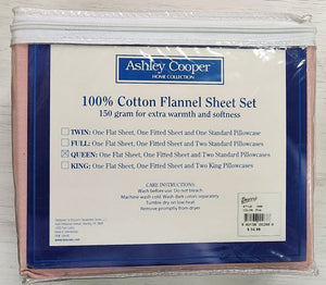 NEW Ashley Cooper Pink Queen Flannel Sheet Set