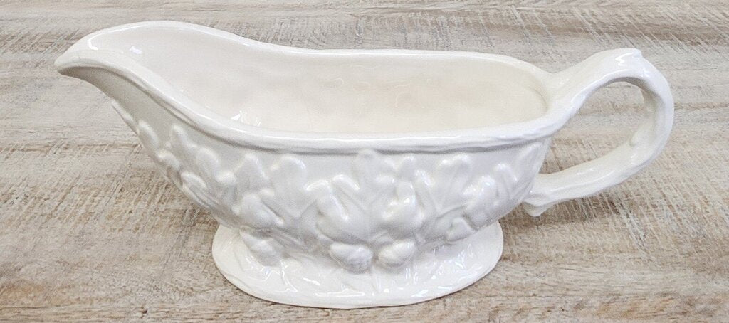 Embossed Ceramic Gravy Boat