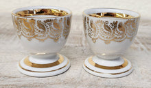 Load image into Gallery viewer, PAIR Vintage Winterling Porcelain Gold &amp; White Egg Cups
