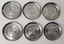 Load image into Gallery viewer, SET 6-Piece Vintage "K" Monogrammed Aluminum Coasters
