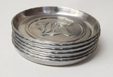 Load image into Gallery viewer, SET 6-Piece Vintage "K" Monogrammed Aluminum Coasters
