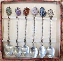 Load image into Gallery viewer, SET 6-Pc Demitasse Spoons with Gemstones
