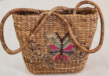 Load image into Gallery viewer, Vintage Woven Purse with Butterfly Design
