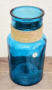Vidrios San Miguel Turquoise Glass Bottle Vase