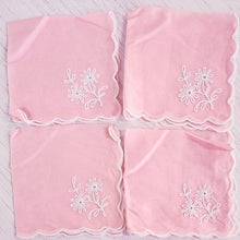 Load image into Gallery viewer, SET 4-Pc Pink Embroidered Cloth Napkins
