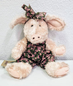 Boyds Plush Pig Kaitlin in Floral Overalls