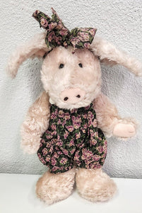 Boyds Plush Pig Kaitlin in Floral Overalls