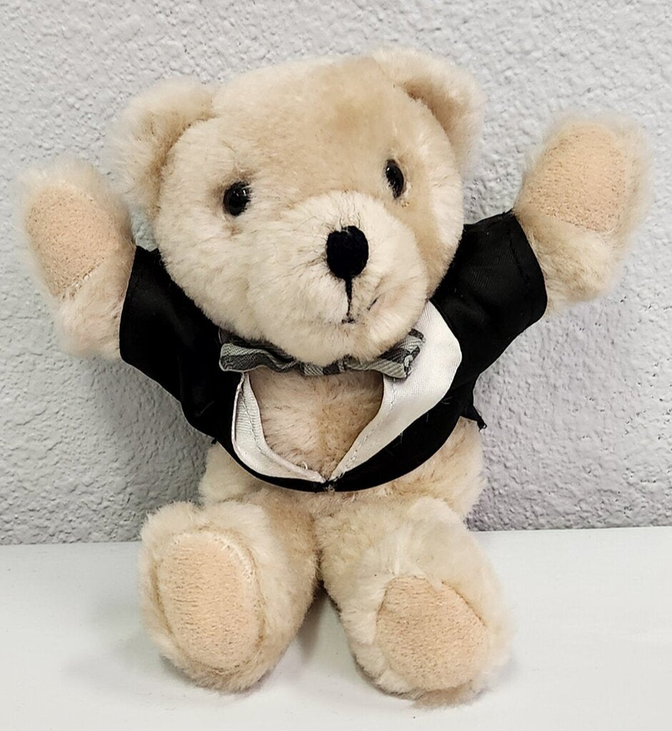 Plush Groom Bear in Tuxedo Shirt with Bow Tie