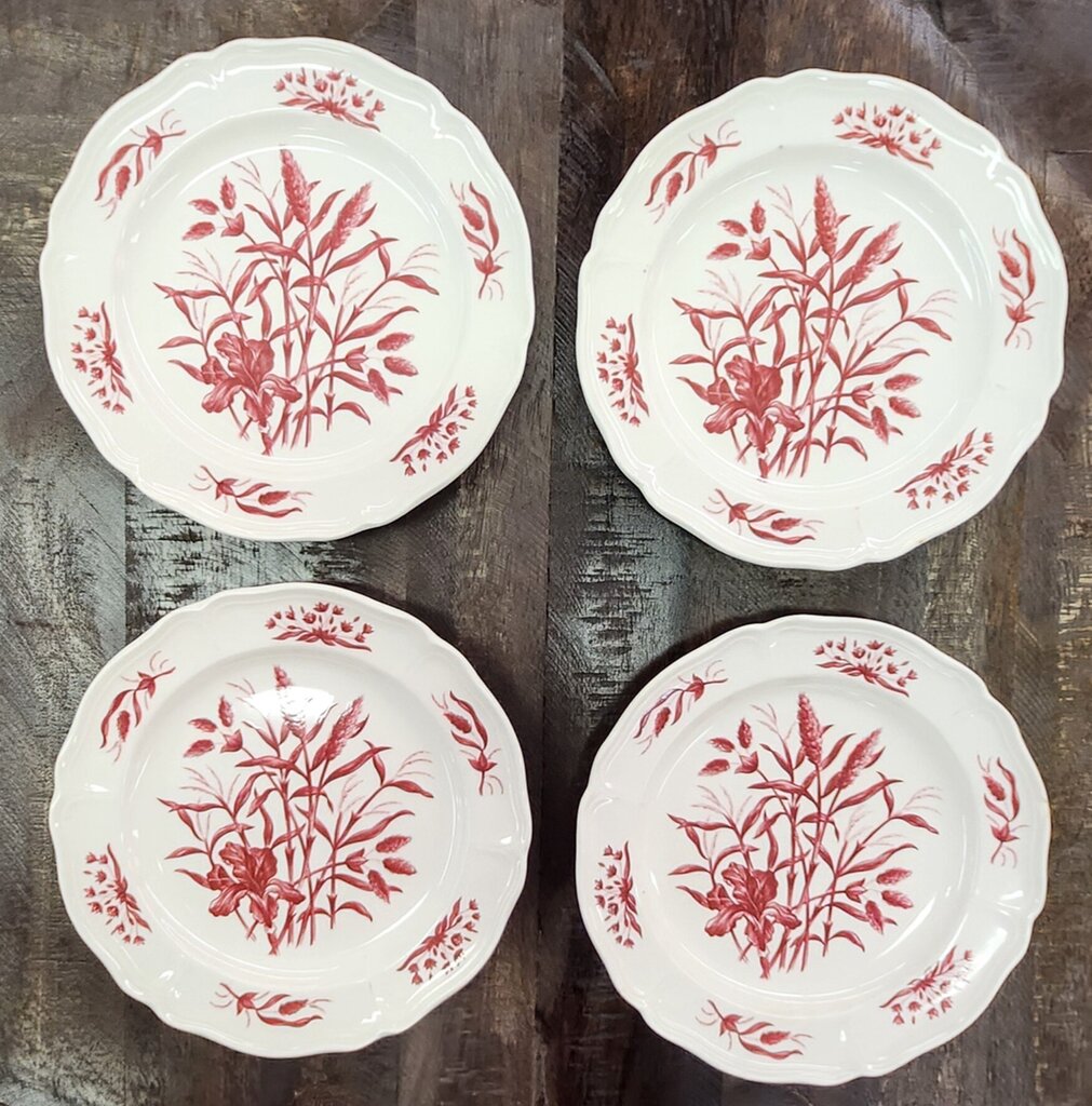 SET 4-Pc Wedgwood Williamsburg Iris Bread Plates