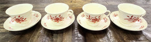 SET Four Wedgwood Williamsburg Iris Cups & Saucers