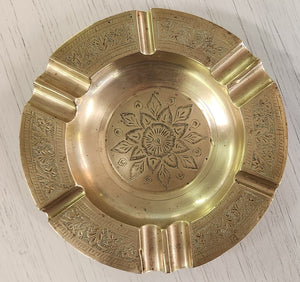 Vintage Etched Brass Ashtray