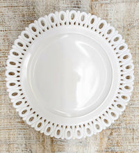 Load image into Gallery viewer, Vintage Milk Glass Reticulated Lace Edge Plate
