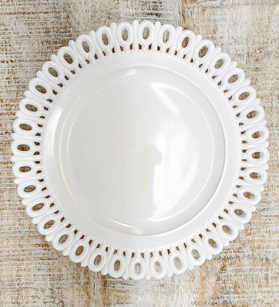 Vintage Milk Glass Reticulated Lace Edge Plate