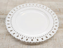 Load image into Gallery viewer, Vintage Milk Glass Reticulated Lace Edge Plate
