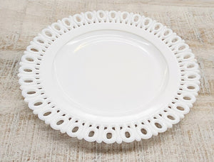 Vintage Milk Glass Reticulated Lace Edge Plate