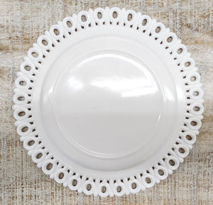 Vintage Milk Glass Reticulated Lace Edge Plate