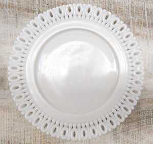 Vintage Milk Glass Reticulated Lace Edge Plate