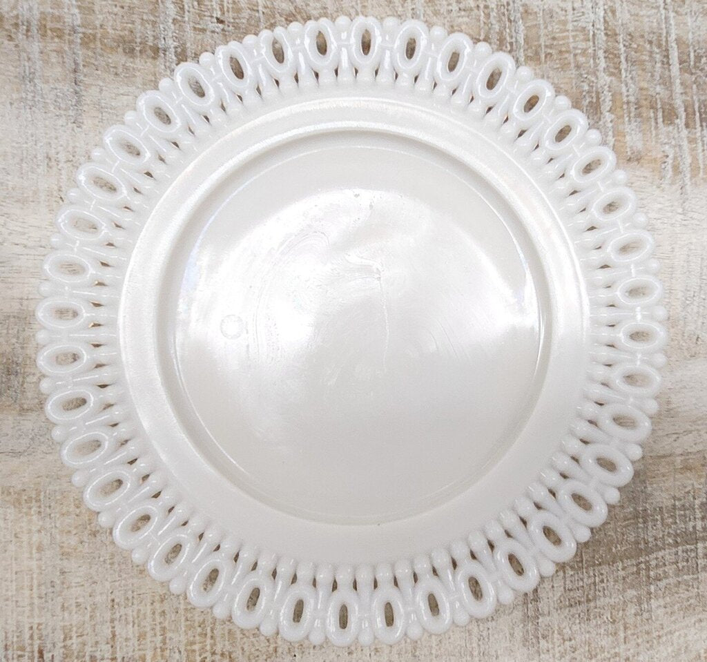 Vintage Milk Glass Reticulated Lace Edge Plate