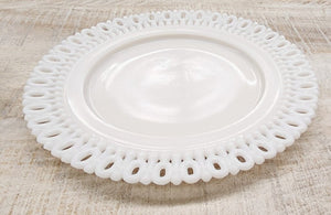 Vintage Milk Glass Reticulated Lace Edge Plate
