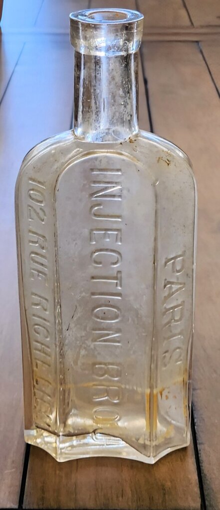 Antique Glass Bottle - Injection Brou, Paris