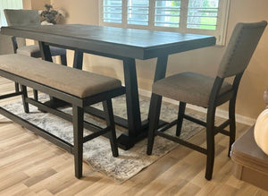 6 Piece Counter Height Dining Set (Table, Bench, 4 Chairs)