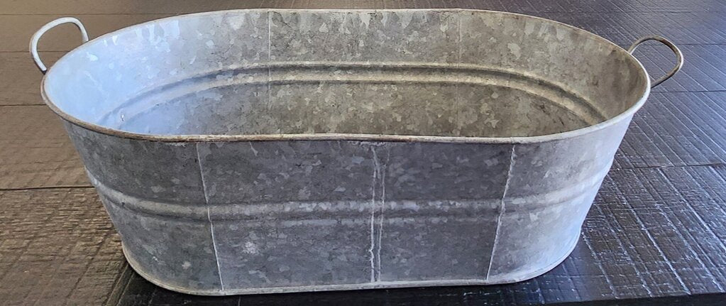 Vintage Oval Galvanized Metal Tub