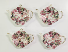 Load image into Gallery viewer, SET 4-Pc Floral Ceramic Tea Bag Holders

