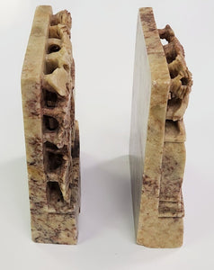 Carved Asian Soapstone Bookends