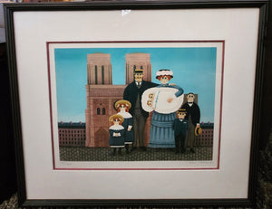 Framed, Signed & # JAN BALET "Zwillinge" (twins) Lithograph