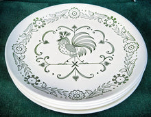 Load image into Gallery viewer, SET 4-Pc Vintage Scio Pottery Provincial Green Rooster Dinner Plates
