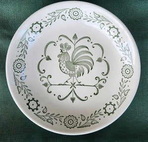 SET 4-Pc Vintage Scio Pottery Provincial Green Rooster Bowls