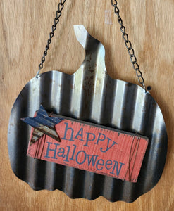 NEW 10" Salvage Pumpkin Sign - Happy Halloween F181113