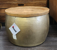 Load image into Gallery viewer, Powell Hammered Drum Storage Table
