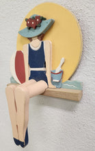 Load image into Gallery viewer, Beach Lady Wall Hook - Blue Hat
