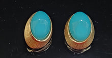 Load image into Gallery viewer, Vintage Crown Trifari Faux Turquoise Clip Earrings
