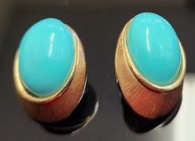 Load image into Gallery viewer, Vintage Crown Trifari Faux Turquoise Clip Earrings
