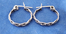 Load image into Gallery viewer, Sterling Silver Braided Hoop Earrings 925
