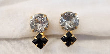 Load image into Gallery viewer, Vintage Faux Onyx &amp; Crystal Screwback Earrings

