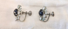 Load image into Gallery viewer, Vintage Faux Onyx &amp; Crystal Screwback Earrings
