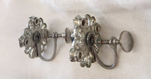 Load image into Gallery viewer, Vintage Faux Onyx &amp; Crystal Screwback Earrings
